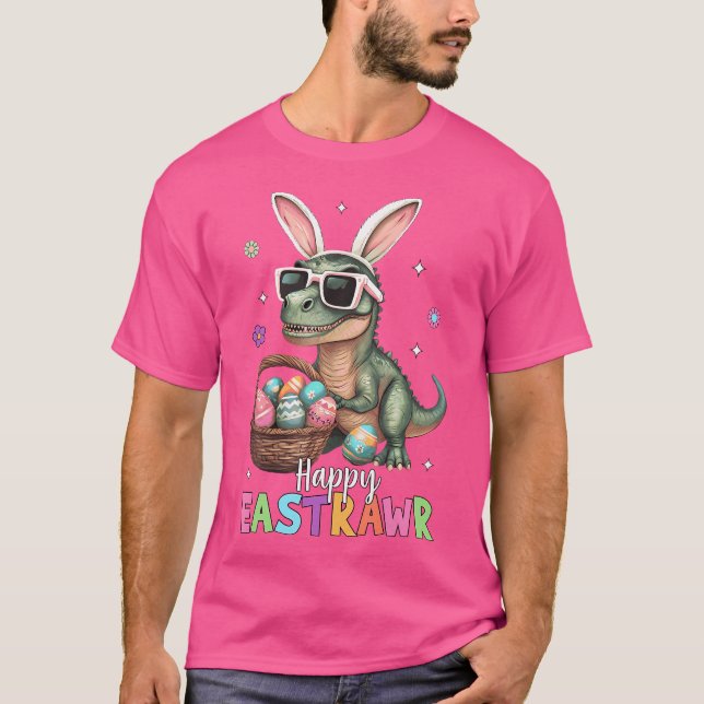 Camiseta Feliz Eastrawar T Rex Easter Bunny Dinosaur Eggs B (Anverso)