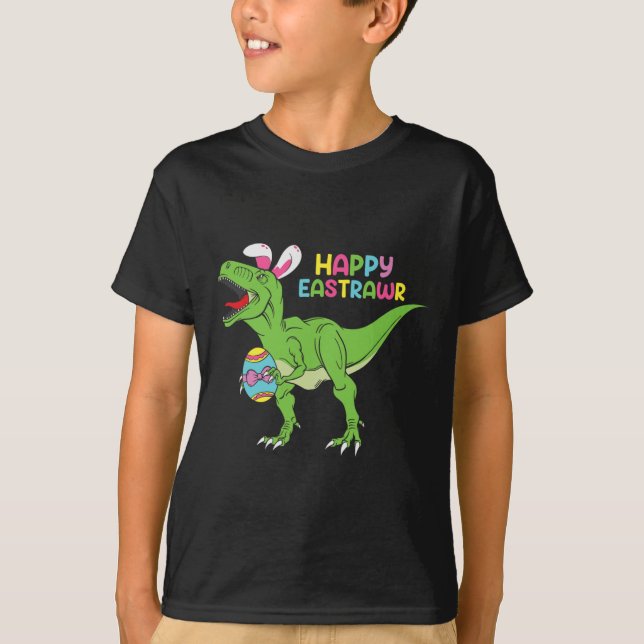 Camiseta Feliz Eastrawar T Rex Easter Bunny Dinosaur Eggs B (Anverso)