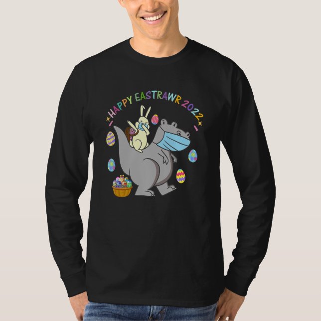 Camiseta Feliz Eastrawr Cute Trex Dinosaur Easter Bunny Egg (Anverso)