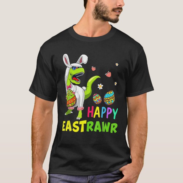 Camiseta Feliz Eastrawr T Rex Bunny Easter Egg Divertidos n (Anverso)