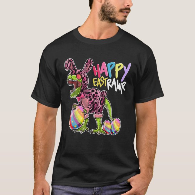 Camiseta Feliz Eastrawr T Rex Bunny Easter Egg Funny Dinosa (Anverso)