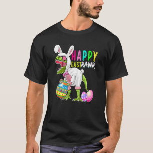 Camiseta Feliz Eastrawr T Rex Dinosaur Bunny Egg Easter Boy