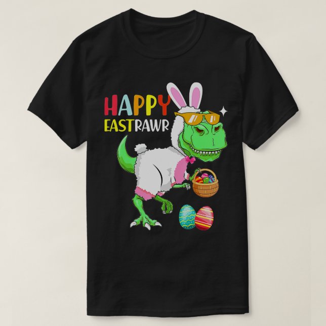 Camiseta Feliz Eastrawr T Rex Dinosaur Easter Bunny Ears Eg (Diseño del anverso)