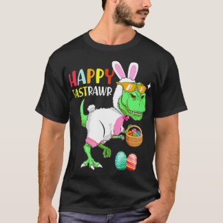 Camiseta Feliz Eastrawr T Rex Dinosaur Easter Bunny Ears Eg