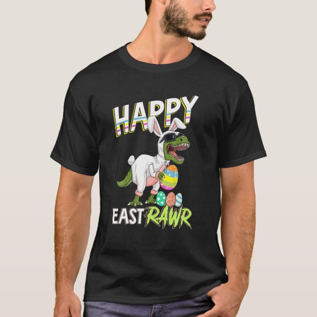 Camiseta Feliz Eastrawr T Rex Dinosaur Easter Bunny Egas (Anverso)