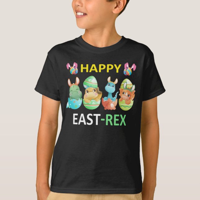 Camiseta Feliz Eastrawr T-Rex Dinosaur Easter Bunny Egg (Anverso)