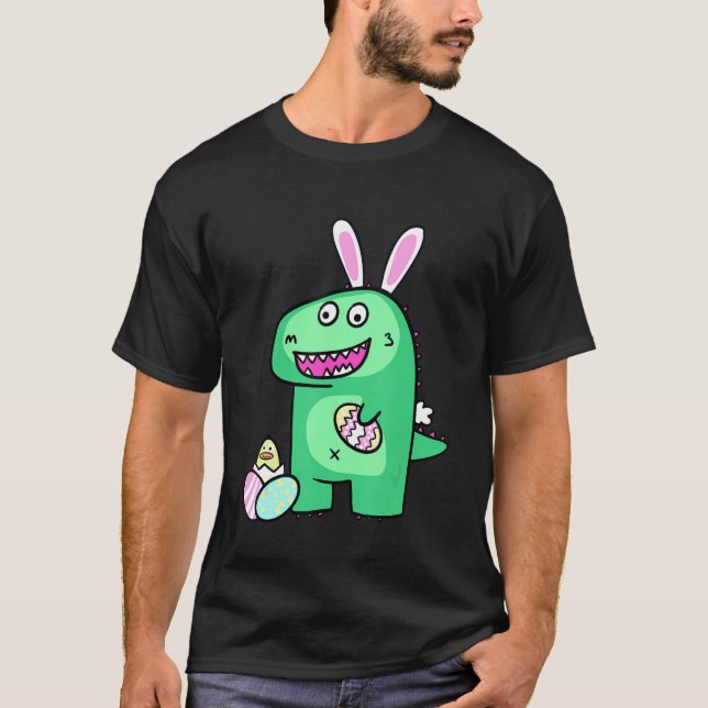 Camiseta Feliz Eastrawr Trex Bunny Egg Funny Easter Dinosau (Anverso)