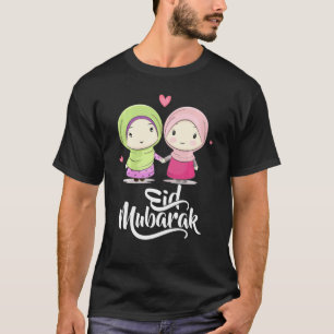 Camiseta Feliz Eid Mubarak con Chicas musulmanes hiyab