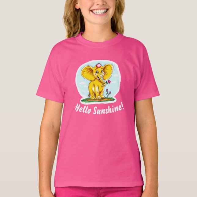 Camiseta Feliz Elefante para Niñas | Hola Sol  (Anverso)