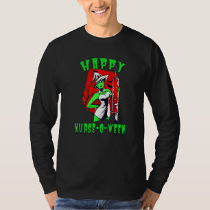 Camiseta Feliz Enfermera O Ween Enfermera Bruja de Hallowee