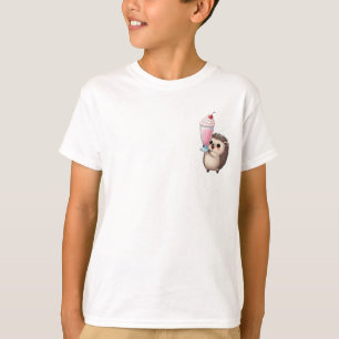 Camiseta Feliz Erizo Rosa Batido De Leche Para Niños