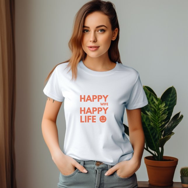 Camiseta Feliz esposa, vida feliz - Cita matrimonial divert (Subido por el creador)