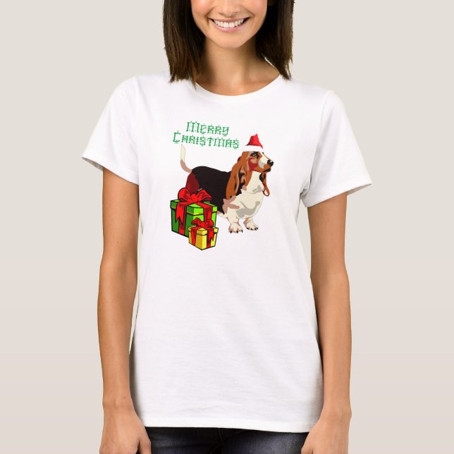Camiseta Feliz Estanque de Navidad con ropa de regalo (Anverso)