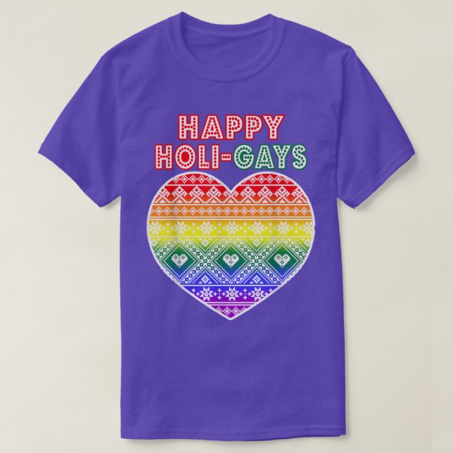 Camiseta Feliz estilo de Navidades HoliGAYS LGBTQ+ (Diseño del anverso)
