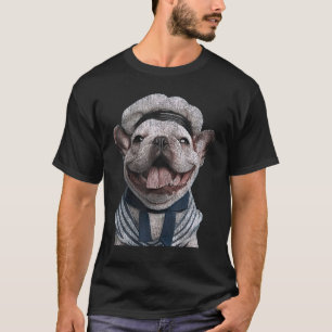 Camiseta Feliz estilo de retrato de cara al Bulldog francés