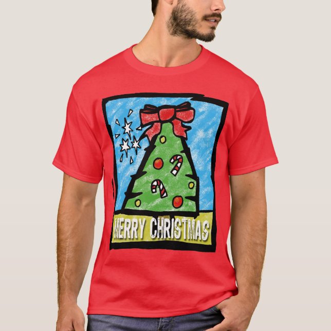Camiseta Feliz estilo del dibujo animado del árbol de (Anverso)