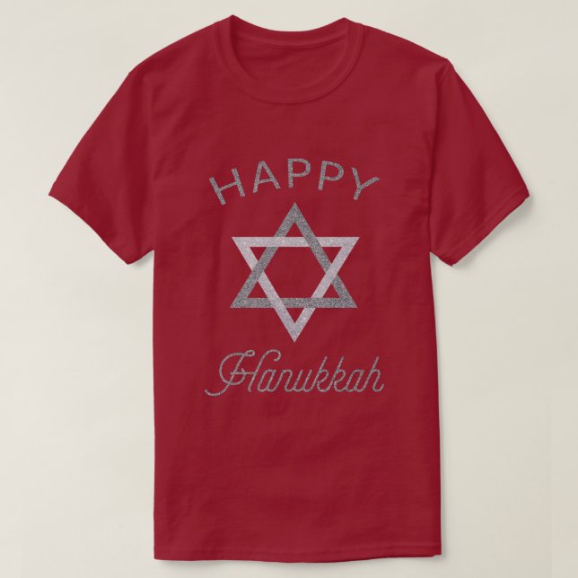 Camiseta Feliz Estrella de Hanukkah de David Purpurina T-Sh (Diseño del anverso)