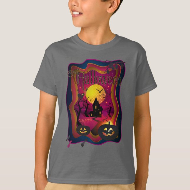 Camiseta Feliz evento nocturno de Fiesta de Halloween "Trat (Anverso)