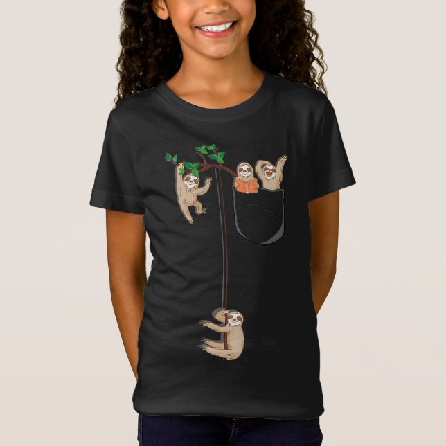 Camiseta feliz familia Sloth Hábitat en Pocket (Anverso)