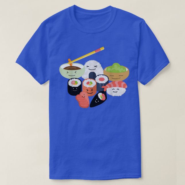 Camiseta Feliz familia Sushi Graciosa Comida Japonesa Rice  (Diseño del anverso)