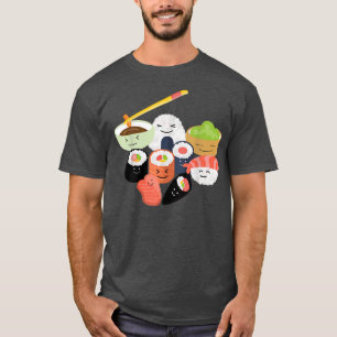 Camiseta Feliz familia Sushi Graciosa Comida Japonesa Rice