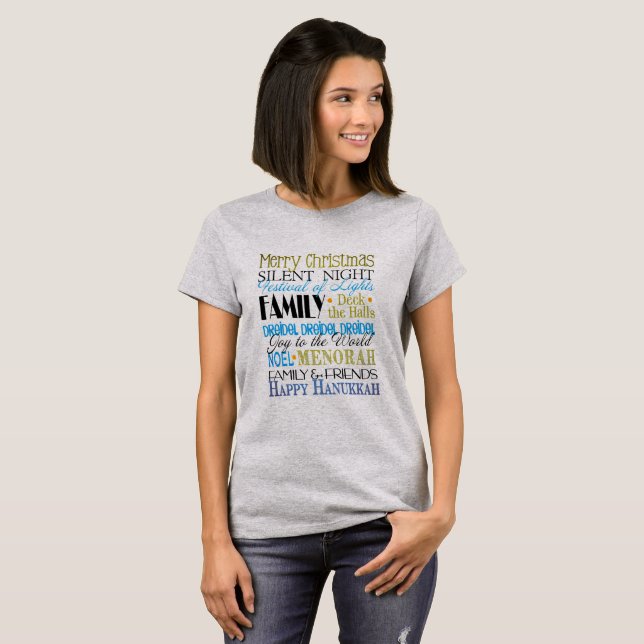 Camiseta Feliz Familia Y Amigos De Hanukkah (Anverso completo)