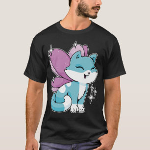 Camiseta Feliz Fantasía De Gato De Hadas Con Alas De Maripo