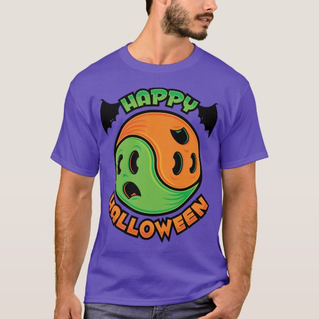 Camiseta Feliz Fantasma de Halloween Yin-Yang (Anverso)