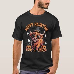 Camiseta Feliz Fantasma Vaca Alta Bruja Calabaza Espíritus