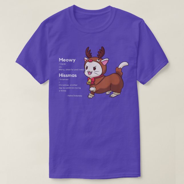 Camiseta Feliz felino navideño vestido de reno (Diseño del anverso)