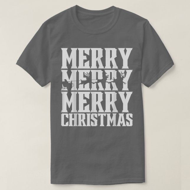 Camiseta Feliz Feliz Feliz Navidad Santas Santas Sleigh & F (Diseño del anverso)