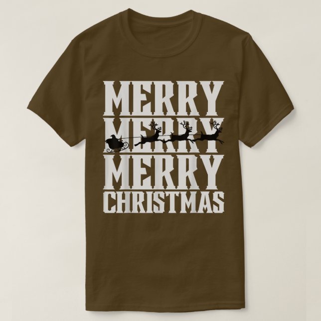 Camiseta Feliz Feliz Feliz Navidad Santas Santas Sleigh & F (Diseño del anverso)