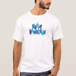 Camiseta Feliz feriado de las velas de Hanukkah<br><div class="desc">Haz especial a Chanukah y transmite el espíritu de la temporada con esta camiseta decorativa. El saludo "Happy Hanukkah" se expresa en tonos tonales azules. Las cartas sirven como una menorah con pequeñas llamas ardiendo sobre nueve "letras de velas". Disponible con productos a juego.</div>