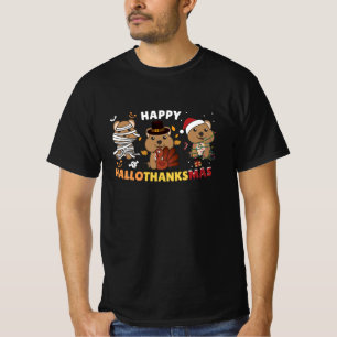 Camiseta Feliz feriado de Navidades de Hallothanksmas Quokk