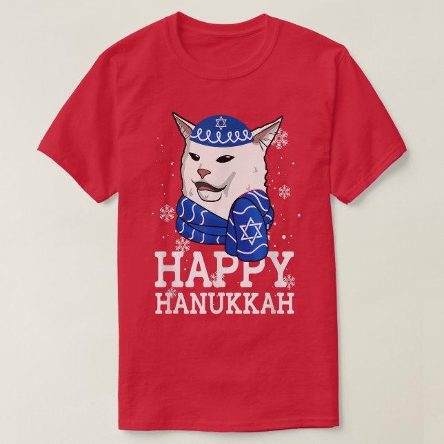 Camiseta Feliz feriado divertido del gato enmudecido de Han (Diseño del anverso)