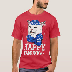 Camiseta Feliz feriado divertido del gato enmudecido de Han