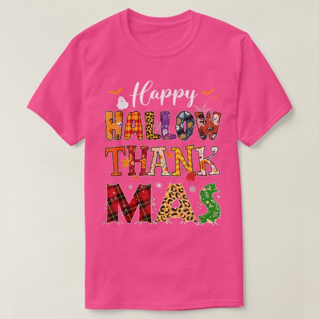 Camiseta Feliz feriado HallowGraciasMas Navidades Thanksgiv (Diseño del anverso)
