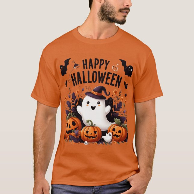 Camiseta Feliz festival de arte de Halloween con fantasmas  (Anverso)