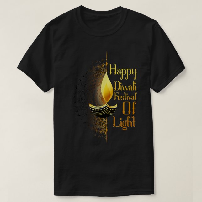 Camiseta Feliz Festival Diwali Rangoli de luz para hombres  (Diseño del anverso)