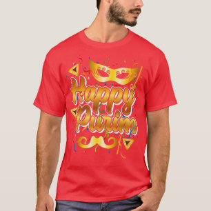 Camiseta Feliz Festival Purim Máscara Mustache 