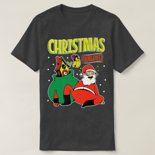 Camiseta Feliz fiesta borracho alegre tipsy Santa Claus Ch (Diseño del anverso)