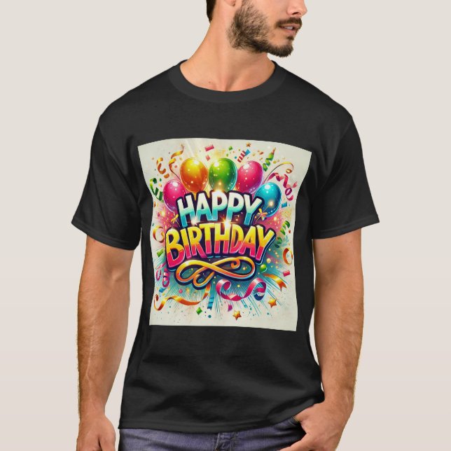Camiseta Feliz fiesta de cumpleaños, celebración de globos (Anverso)