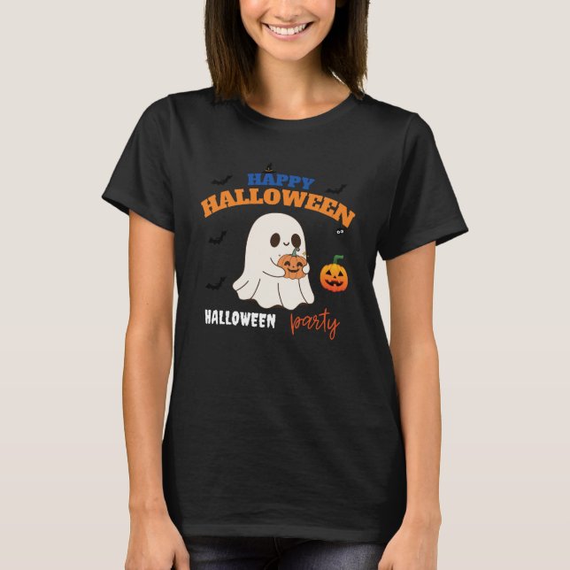 Camiseta Feliz Fiesta de Halloween fantasma (Anverso)