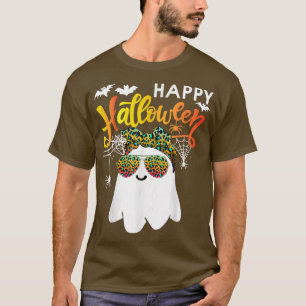 Camiseta Feliz Fiesta de Halloween Leopard Cute Boo Ghost B