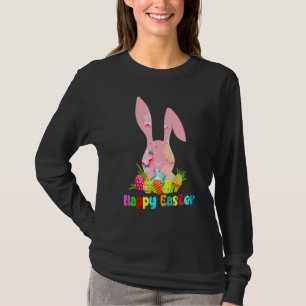 Camiseta Feliz fiesta de Pascua con conejo floral con cacer