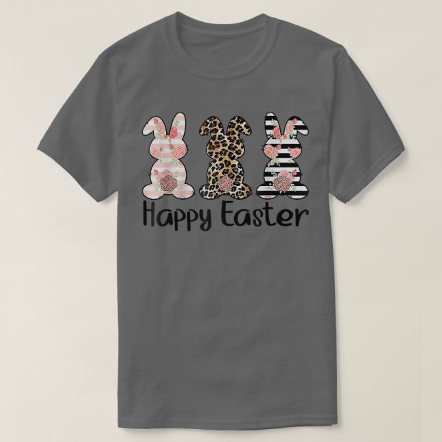 Camiseta Feliz Fiesta de Pascua de Leopard Bunnies (Diseño del anverso)