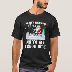 Camiseta Feliz Fishmas Divertido Pescado Pescador Navidad