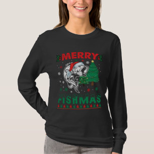 Camiseta Feliz Fishmas Pescado Pescando Papá Pescador Navid
