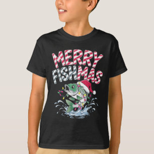 Camiseta Feliz Fishmas Santa Amantes de la Pesca Divertido 