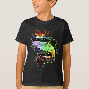 Camiseta Feliz Fishmas Santa Amantes de la Pesca Divertido